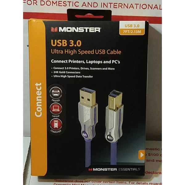 Monster USB 3.0 Ultra High Speed Cable Connect Printer Laptop