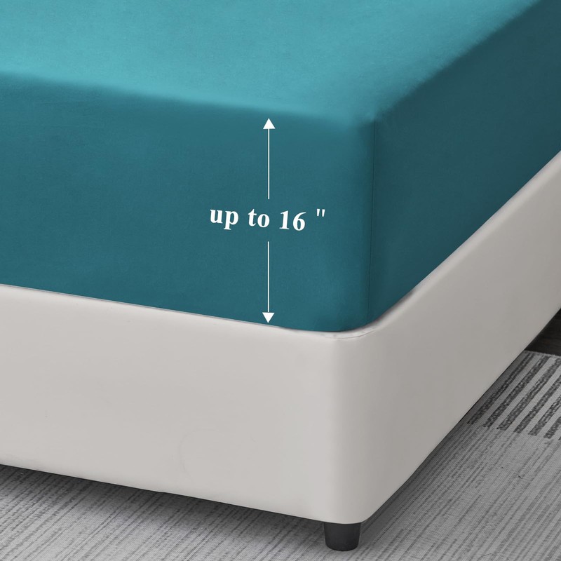 Aisbo Double Fitted Sheet Teal - Extra Deep Pocket Bed
