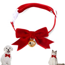 Pet Collar, For Cats, Dogs, Pets, Bell Included, Ribbon, Soft, Suitable for Cats/Small Dogs, Velvet, Cute, Lightweight, Adjustable 7.1 - 13.0 inches (18 - 33 cm), Red