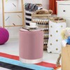 Homebeez 13.7" Width Round Pink Velvet Ottoman Foot Stool, Soft