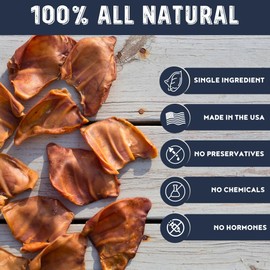 Pig Ears for Dogs Made in USA (30 Pack) Pork Ear Dog Chews Long Lasting | Natural Pigs Ears Dog Treats for Aggressive Chewers | Great for Small & Large Dogs | No Rawhide, Additives or Preservatives