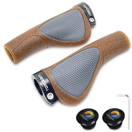 TOPCABIN Bicycles Handlebar Grips, Aluminum Lock-on Ergonomic Bike Grips, Cushion Vibrations Comfort Bike Handlebar Grips, Mountain MTB BMX Bicycles Grips for Scooter (Ergonomic(Wood Grain))