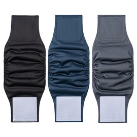 1 Pack 3 Reusable Dog Diapers Washable Male Belly Bands for Dogs, High Absorbing Male Dog Doggie Puppy Wraps (Large, Black Navy Charcoal)