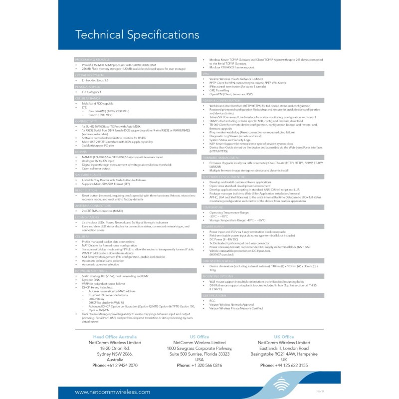 NetComm NEW NetComm Wireless 4G LTE Light Industrial M2M Router