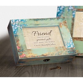 Cottage Garden Friend Greatest Blessings Distressed Wood Jewelry Music Box Plays Tune That's What Friends are for