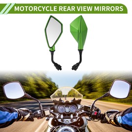HOPESPANNER Universal Motorcycle Rear View Mirrors Adjustable Bar End Side Mirrors Mount Iron Plastic 1 Set Green M10 Polygonal Shape