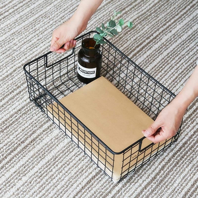Kingrol 2 Pack Wire Storage Baskets with Handles, Metal Organizer