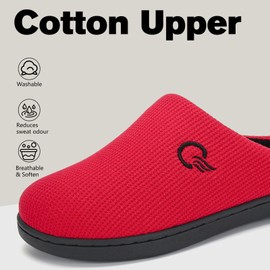 Mishansha Unisex Memory Foam Slippers, Non-Slip Slippers for Women and Men, Autumn Winter, for Indoor and Outdoor Use - Red women, size: 42/43 EU