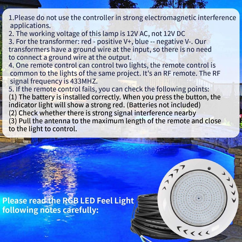 PGGBOO LED Pool Light for Inground Aboveground Pool, 12V 36W