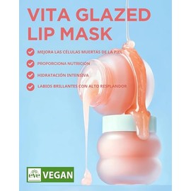 TOCOBO Vita Glazed Lip Mask - Exfoliante labial vegano coreano y tratamiento exfoliante nocturno para labios secos y agrietados - Hidratante, volumini
