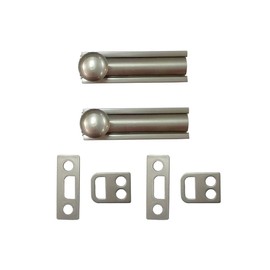 QCAA Solid Brass Surface Bolt, 2", Satin Nickel, 2 Pack, Made in Taiwan