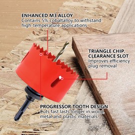 Greywolf 15 pcs Bi-Metal Hole Saw Set, M3 HSS Hole Saw Kit with 3/4"-2-1/2" (19-64mm) 9 pcs Hole Saw Blades, Boxed, with Arbor, Drill Bit, Hex Wrench, for Metal, Wood, Plastic