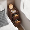 ELYKEN Narrow Side Table, Fluted Nightstand with Drawers, Wooden Small