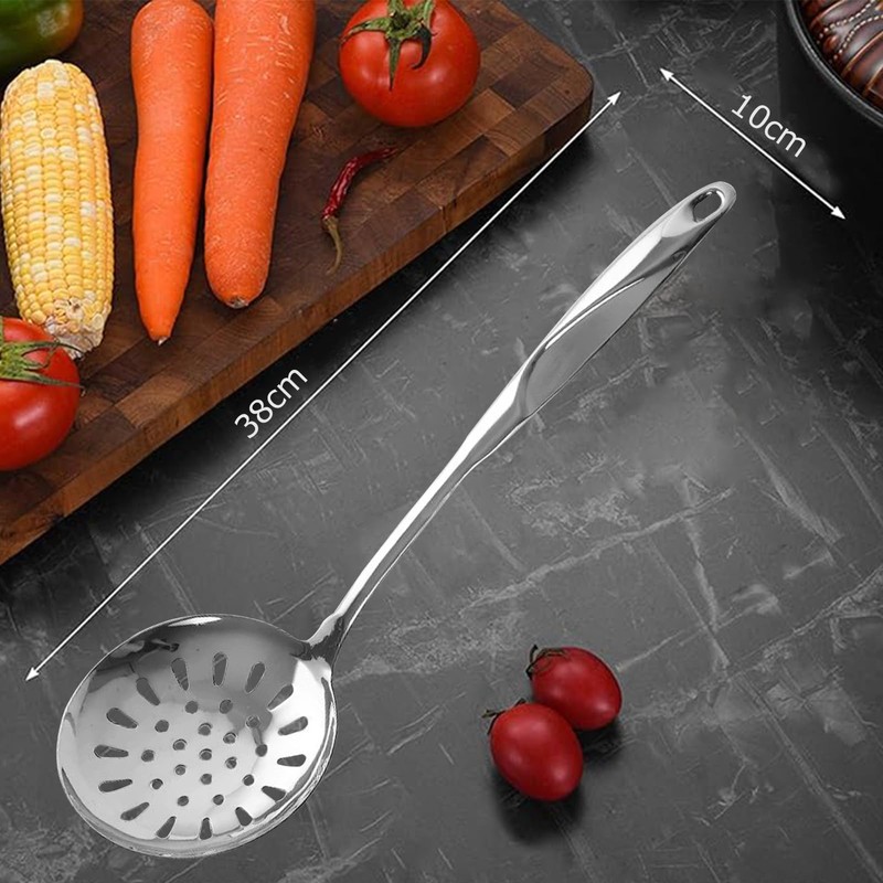 Stainless Steel Slotted Spoon, Straining Spoon with Oval Handle, Comfort