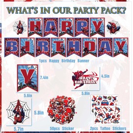 Hero Themed Birthday Party Decorations Set, Cartoon Themed Party Favors, Party Supplies Set Include Banner, Foil Balloons, Backdrop