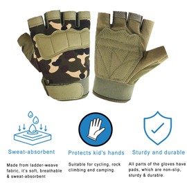 Ccomage Kids Half Finger Cycling Gloves MTB Cycling Gloves Road Bike Glove Breathable Anti Slip Workout Glove for Roller Skating Mitten Fingerless Riding Mitten for Boys Girls Age 8-16 Outdoor Sports