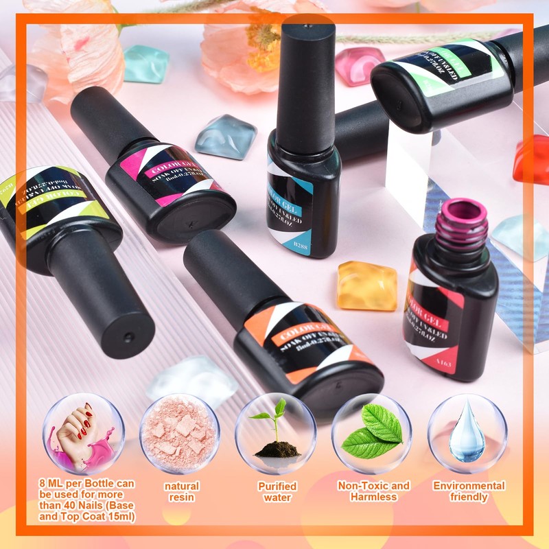 LEVIPE UV Nagellack Set, 32 Stück Gel Nagellack mit Unterlack,Glänzender