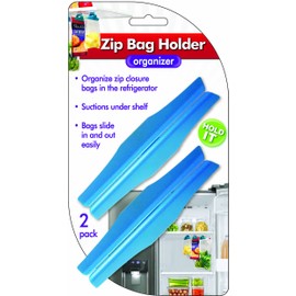 JOKARI Zip Pocket Holder, Best Fridge Storage Hack - Suction Cups Hold Baggies Under Fridge Shelves for Easy Removal, Holds Up to 1 Gallon Zip or Freezer Baggy (Pack of 2)