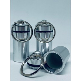 3X Silver Pill Box STASH Container Safe on a Metal Key Ring