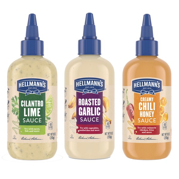 Hellmann's Drizzle Sauce for an exciting Condiment, Dip, Drizzle and Dress Mixed Variety Pack Gluten Free, Dairy Free, No Artificial Flavors, No High-Fructose Corn Syrup 9 oz, Pack of 3