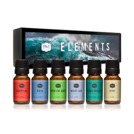 P&J Trading Fragrance Oil Elements Set | Campfire, Night Air, Ocean Breeze, Dirt, Rain, Fresh Cut Grass Candle Scents for Candle Making, Freshie Scents, Soap Making Supplies