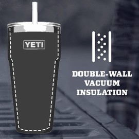 YETI Rambler Straw Cup, Vacuum Insulated Stainless Steel Cup with Straw Lid, Charcoal, 26 oz (769 ml)