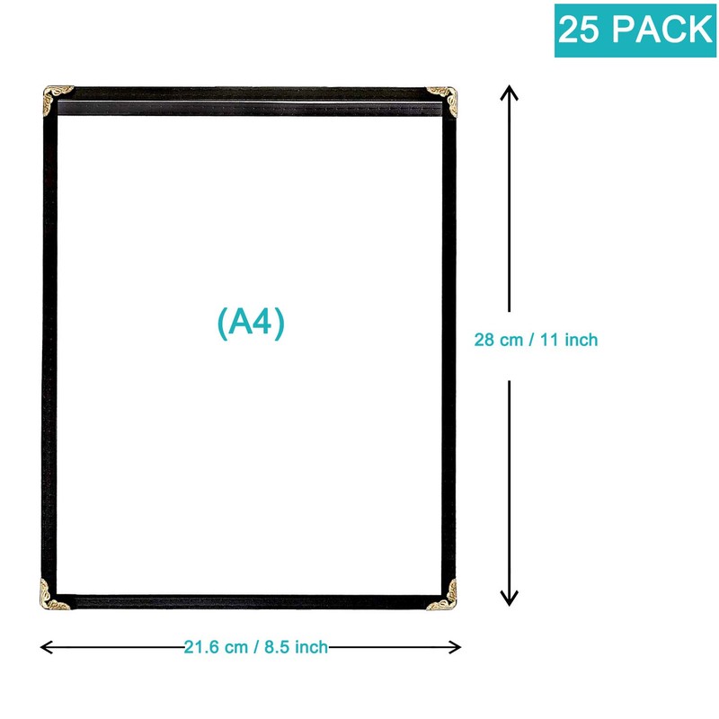 25 Pack of Menu Covers - Single Page, Fits 8.5