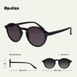 OPULIZE Rey Reading Sunglasses - Round Retro Frame - Men Women - Spring Hinges - S56, matte black