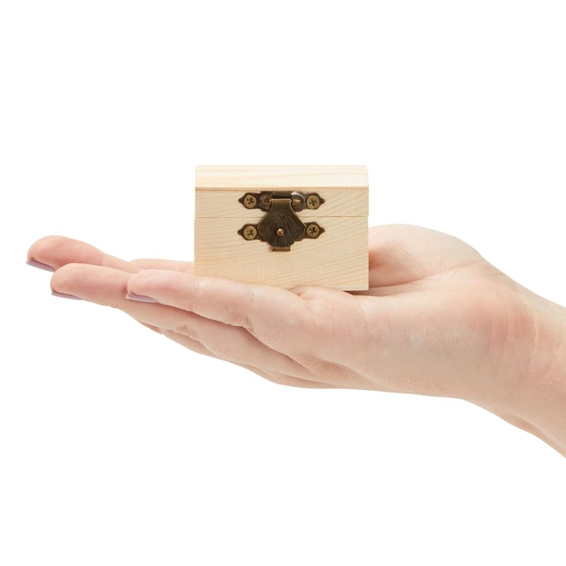 Wooden Treasure Chest with Curved Lid and Metal Clasp, DIY