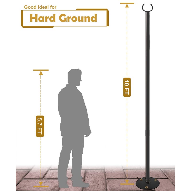 Derkniel 10 FT Outdoor String Light Pole Stand for Hard