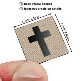 Mini Crucifix Jesus Christ Christian Morale Patch [Tan, Black] Crucifix Velcro