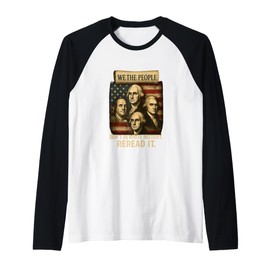 Founding Fathers Patriotic History , Constitution & Flag Raglan Baseball Tee