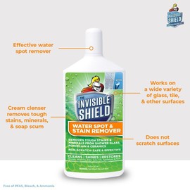 Invisible Shield Water Spot & Stain Remover Scrub 10 fl. oz. Removes Hard Water Spots and Soap Scum from Glass and Multi Surface by UNELKO- Clean-X Invisible Shield 2 Pack