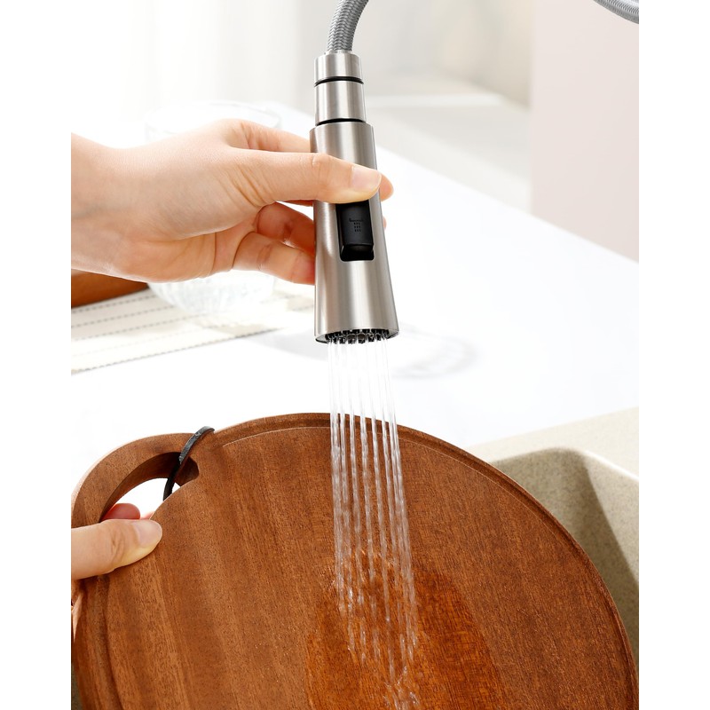 J-HVA Metal Kitchen Faucet Head Replacement, 2 Modes Pull Down
