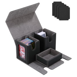 Azyvum Commander Deck Box, Card Game Box with Viewing Window, 2 Removable MTG Deck Boxes, Strong Magnetic Card Box with Dice Compartment for 200+ Cards