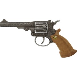 J.G.Schrödel Scorpion antik: Spielzeugpistole für Zündplättchen-Munition, in Box, passend für Cowboys und Sheriffs, 8 Schuss, 22 cm, grau / silber (106 8278)