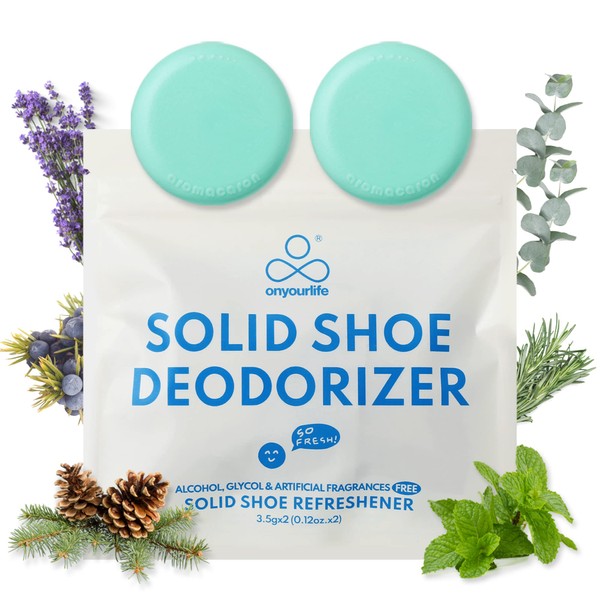 OnYourLife Natural Shoe Deodorizer Balls - Summer Footwear Must Have - Travel Size Odor Eliminating Shoe Deodorizers for Summer, Long Lasting Freshness, Invigorating Mountain Meadow Fragrance 1 Pack 2 Pieces