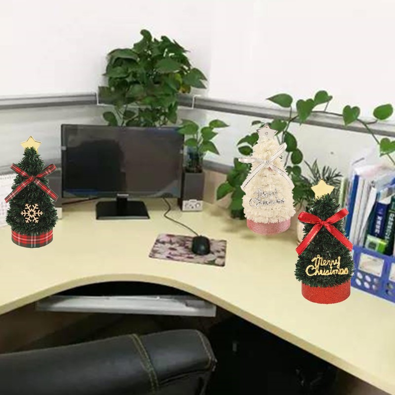 Jylucky 4PCS Mini Christmas Tree, Tabletop Small Christmas Tree Decorations,