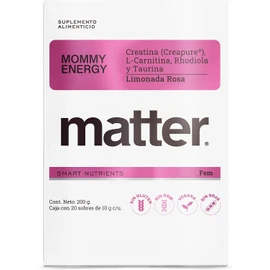 Matter Mommy Energy, Suplementos Alimenticios Creatina para Mujer Creapure, L-Carnitina, Rhodiola y Magnesio, Apoyo a la Energía Estable y Vitalidad Diaria, Caja con 20 Sobres Sabor Limonada Rosa