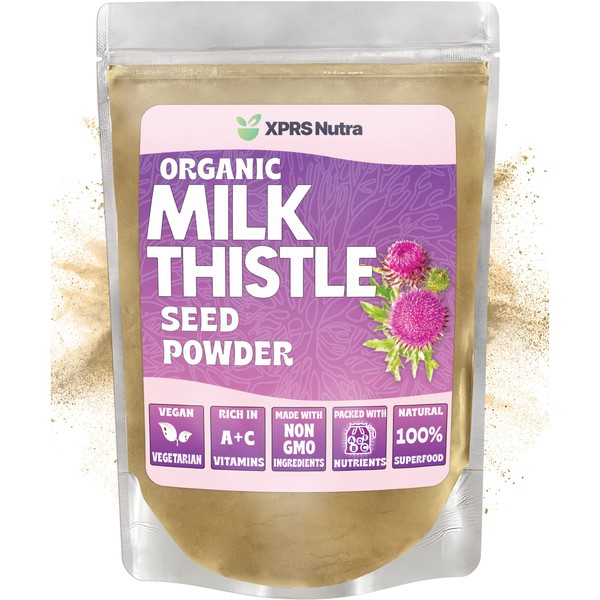 XPRS Nutra Organic Milk Thistle Seed Powder - Premium Milk Thistle Powder Rich in Silymarin and Antioxidants - Milk Thistle Seeds Support Liver Health - Vegan Friendly Milk Thistle Organic (8 Ounce)