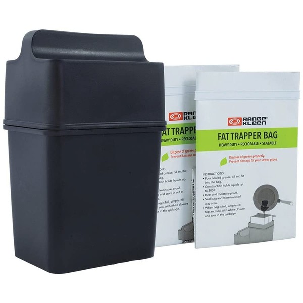 Fat Trapper System/Grease Storage Container with TWELVE Disposable Grease Bags
