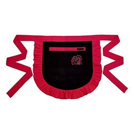 Ragged Rose Frilly Half Apron, cotton, Black and Pink, one Size 10-16