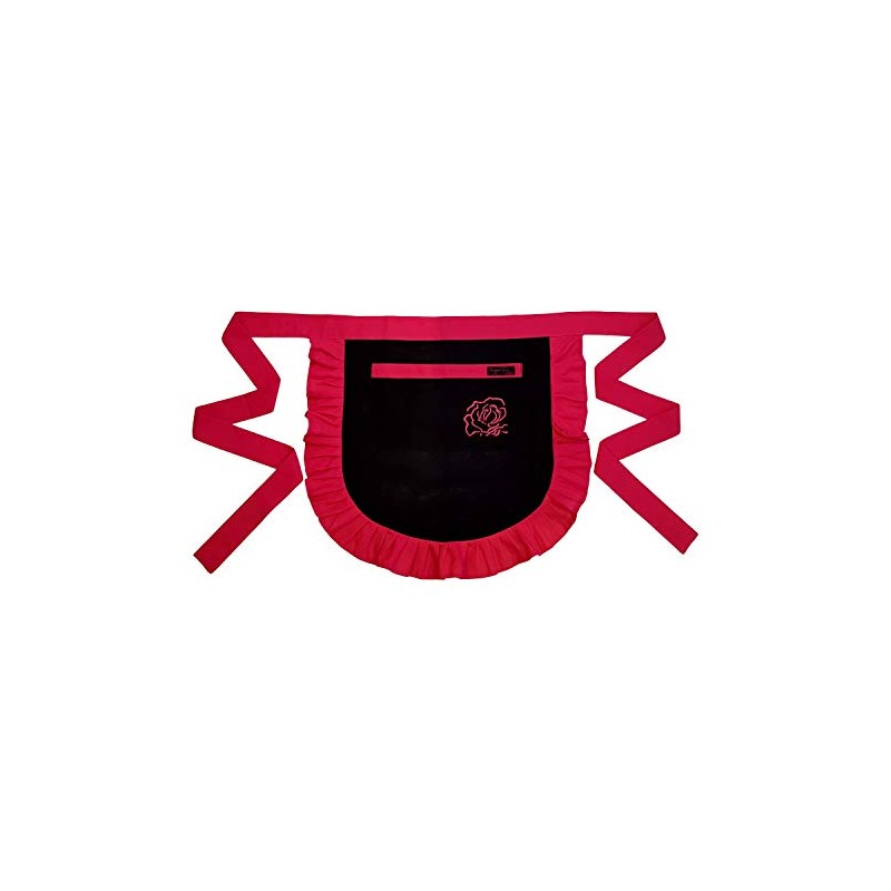 Ragged Rose Frilly Half Apron, cotton, Black and Pink, one