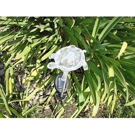 JAYXC HOME Set of 2 Clear Acrylic Turtle Solar Garden Yard Landscape Path Stick LED Lights