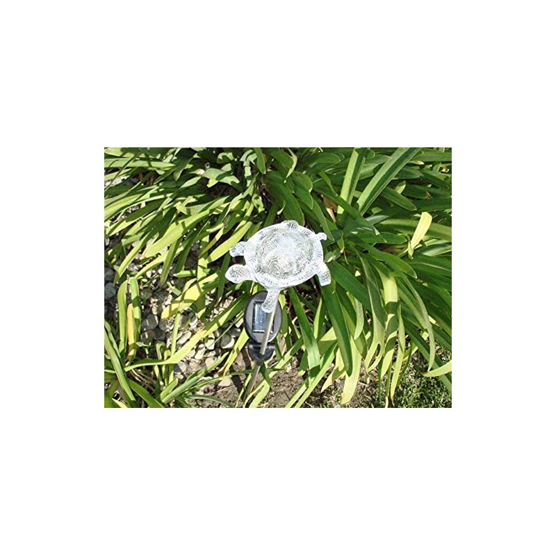 JAYXC HOME Set of 2 Clear Acrylic Turtle Solar Garden