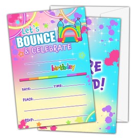 OICPYD Bounce House Birthday Invitations for Girls Kids, Fill In Party Invites, Decorations, Favors, 20 Invitations with Envelopes (D12)
