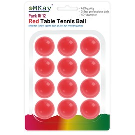 eMKay® Pack of 12 Ping Pong Table Tennis Balls (3-Star 40+ High-Performance ABS Material Training Balls) Ideal for Indoor and Outdoor Table Tennis - RED