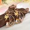 ZFAIRY Fairy Crescent Moon Dangle Earrings, Gold Plated with Mixed