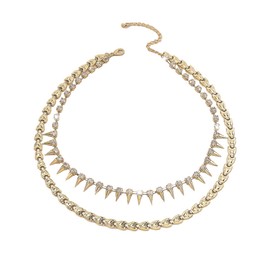 KONFEN Women's Layered Rhinestone Necklaces, Sparkling Rhinestone Pendant Choker Necklace, Vintage Butterfly/Rivet Pendant, Boho Jewellery Gifts for Lovers (3 Styles, Gold/Silver), Rhinestone