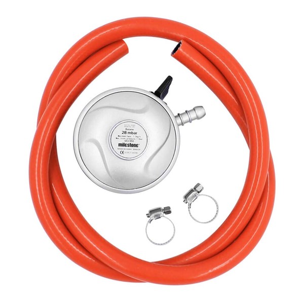 Milestone Camping 20489 Butane 21mm Gas Regulator with Hose and